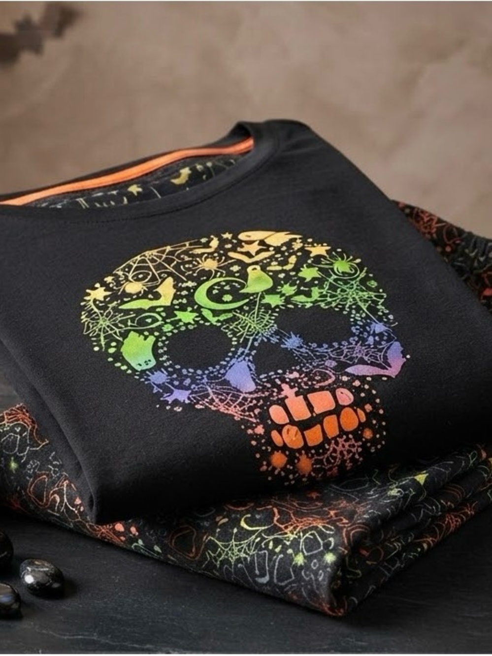 Kids Black Rainbow Skull Graphic Sweatshirt